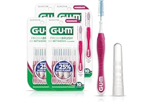GUM Proxabrush Go-Betweens - Moderate - Interdental Brushes - Soft Bristled Dental Picks for Plaque Removal Health - Safe for Braces & Dental Devices, 10 Count (Pack of 4)