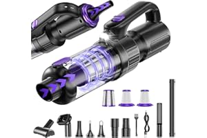 SWMRDN Car Vacuum Portable Cordless, 20000Pa Mini Vacuum Cleaner & Air Duster, 130W Brushless Motor Handheld Vacuum Cordless with LED Light, 7800mAh Battery, Multi-Nozzles for Car, Office, Home, Pet