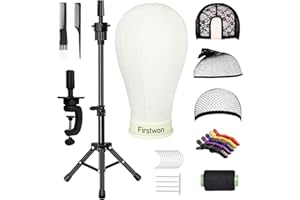 Firstwon 22 Inch Wig Head Mannequin Head for Wigs, Wig Stand with Head for Hair Styling Practice Display Wigs Making Tripod Stand with T Pins Set
