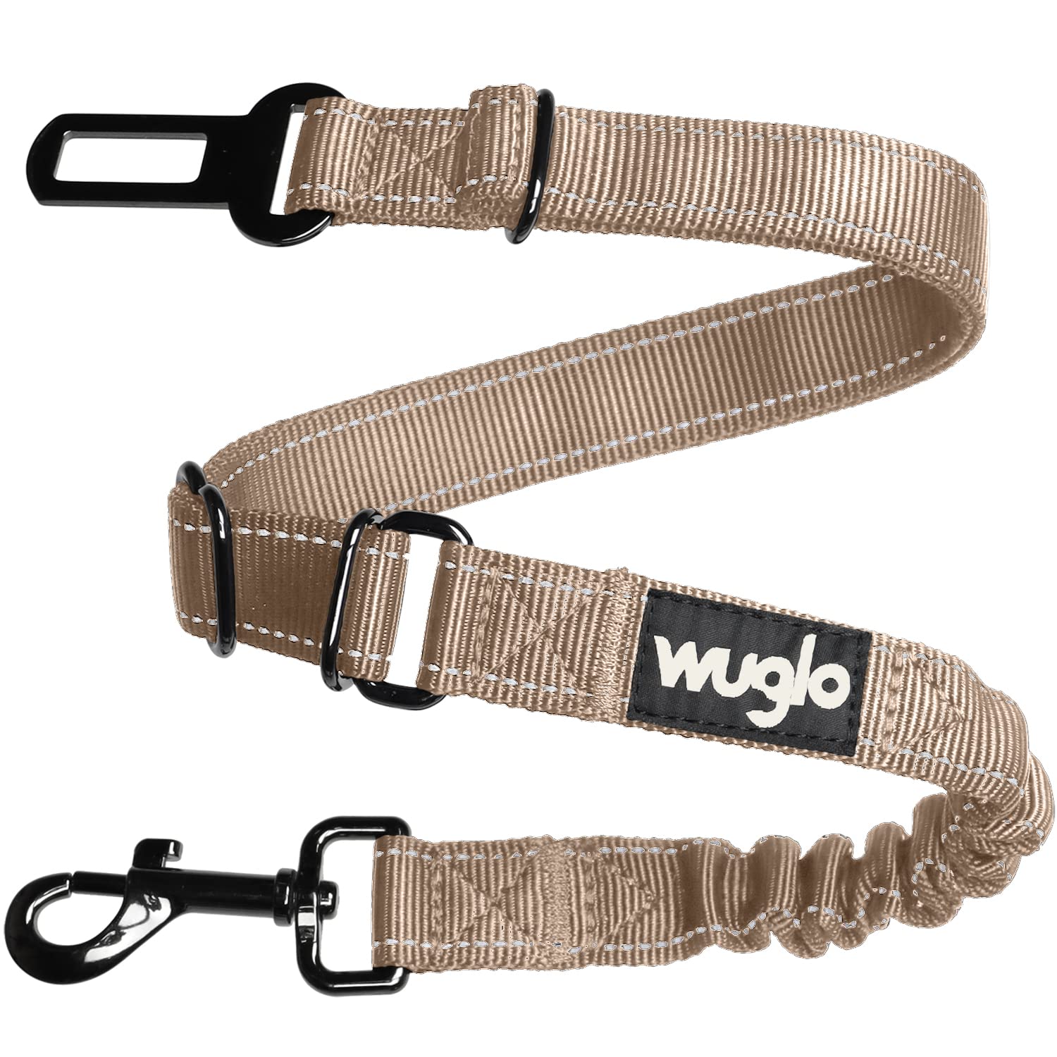 Wuglo 30-95cm Dog Seat Belt - Dog Car Harness with Strong Elastic Belt - Durable & Safe Dogs Cars Seat Belts Clip - Universal Dog Seatbelt for Car Travel (Beige) — image 1