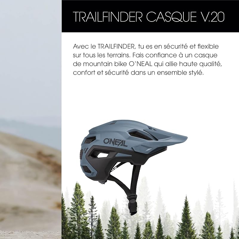 Casque de Vélo I Casque VTT Dynamique avec de Larges Trous d'Aération I Norme de Sécurité EN1078 I Trailfinder Helmet Split V.20 I Casque Vélo Homme et Femme | Gris/Noir | Taille L/XL