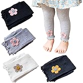 Snadulor 4 Pack Baby Girl Leggings Litter Girls Ribbed Leggings Footless Tights Cute Ankle Length Pants for Infant Kids