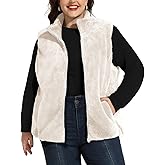 RITERA Women's Plus Size Fleece Vests Stand Collar Sleeveless Jackets Zip Up Fall Winter Outerwear with Pockets XL-5XL