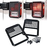 Xprite Aluminum Alloy “American US Flag” Tail Light Covers Guards Protectors Compatible with 2007-2018 Jeep Wrangler JK Unlimited Accessories -Pair