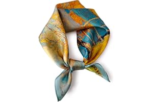 PoeticEHome 100% Mulberry Silk Neck Scarf 21"x21" Small Square Scarfs for Women Gift Packed