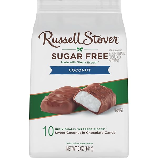 RUSSELL STOVER SUGAR FREE COCONUT IN CHOCOLATE CANDY, 5 OZ. BAG