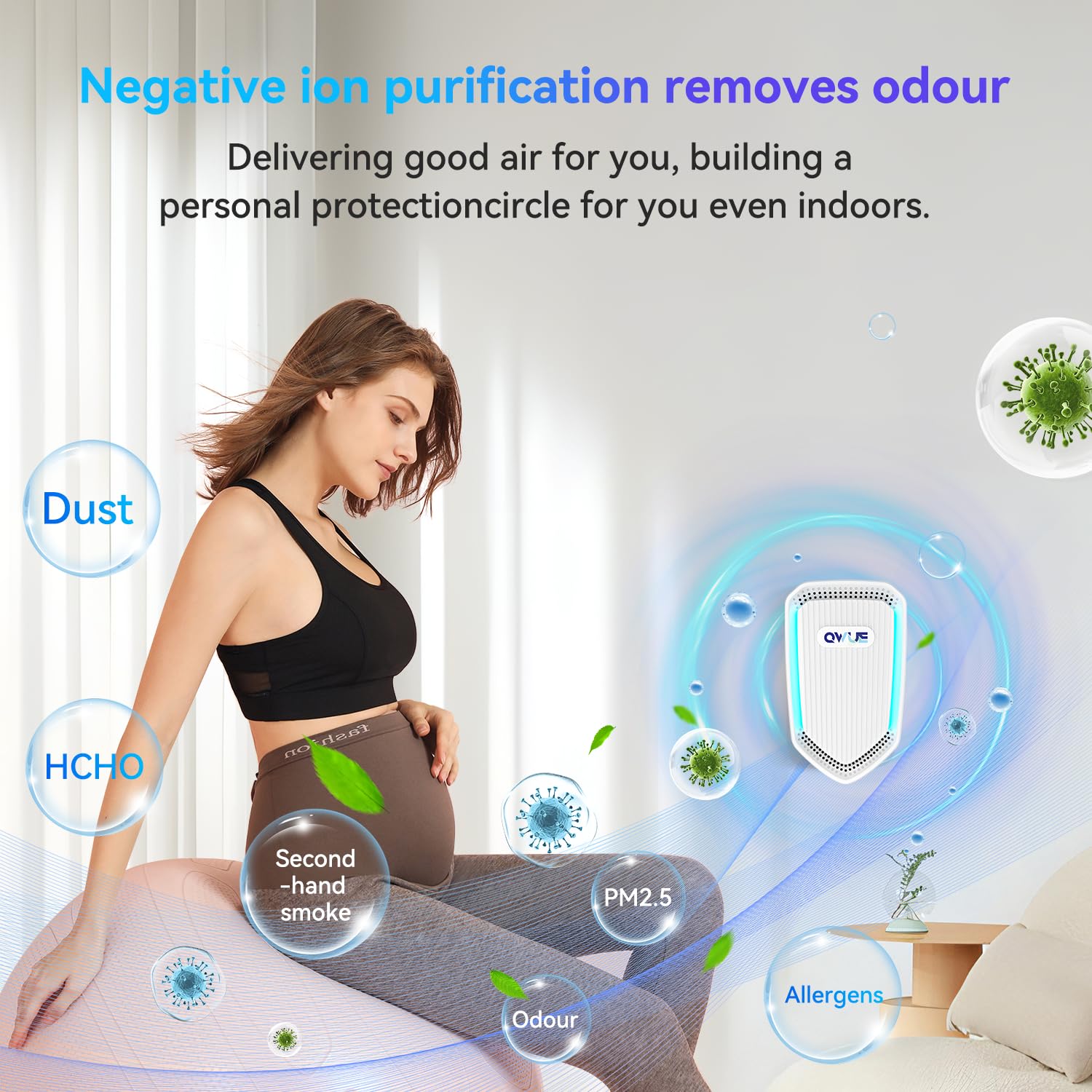 6Pack Air Ionizer Plug In, Filterless Home Negative Air Purifier, Quiet Air Freshener Portable Cleaner for Odors Smoke Dust, Air Purifiers for Home Office, Bedroom, Bathroom
