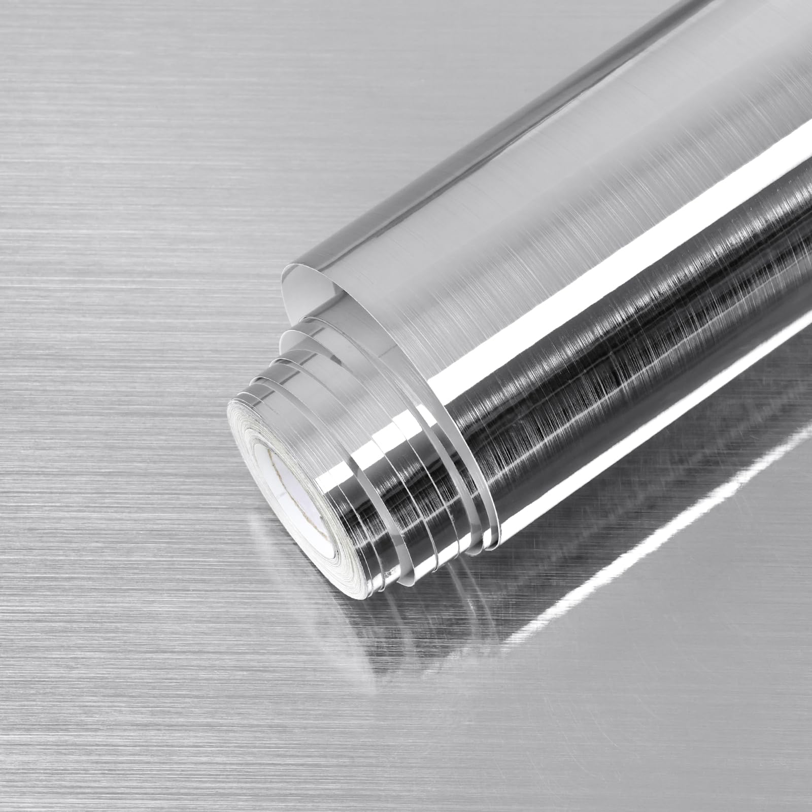 Photo 1 of Uooar Silver Stainless Steel Contact Paper 11.8"×80" Peel and Stick Metallic Wallpaper for Countertop Fridge Dishwasher Cabinets