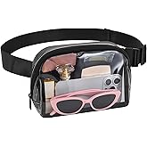 Clear Fanny Pack for Stadium Events Clear Belt Bag for Women Men for Concerts Sports Beach Hiking Cycling(Black)