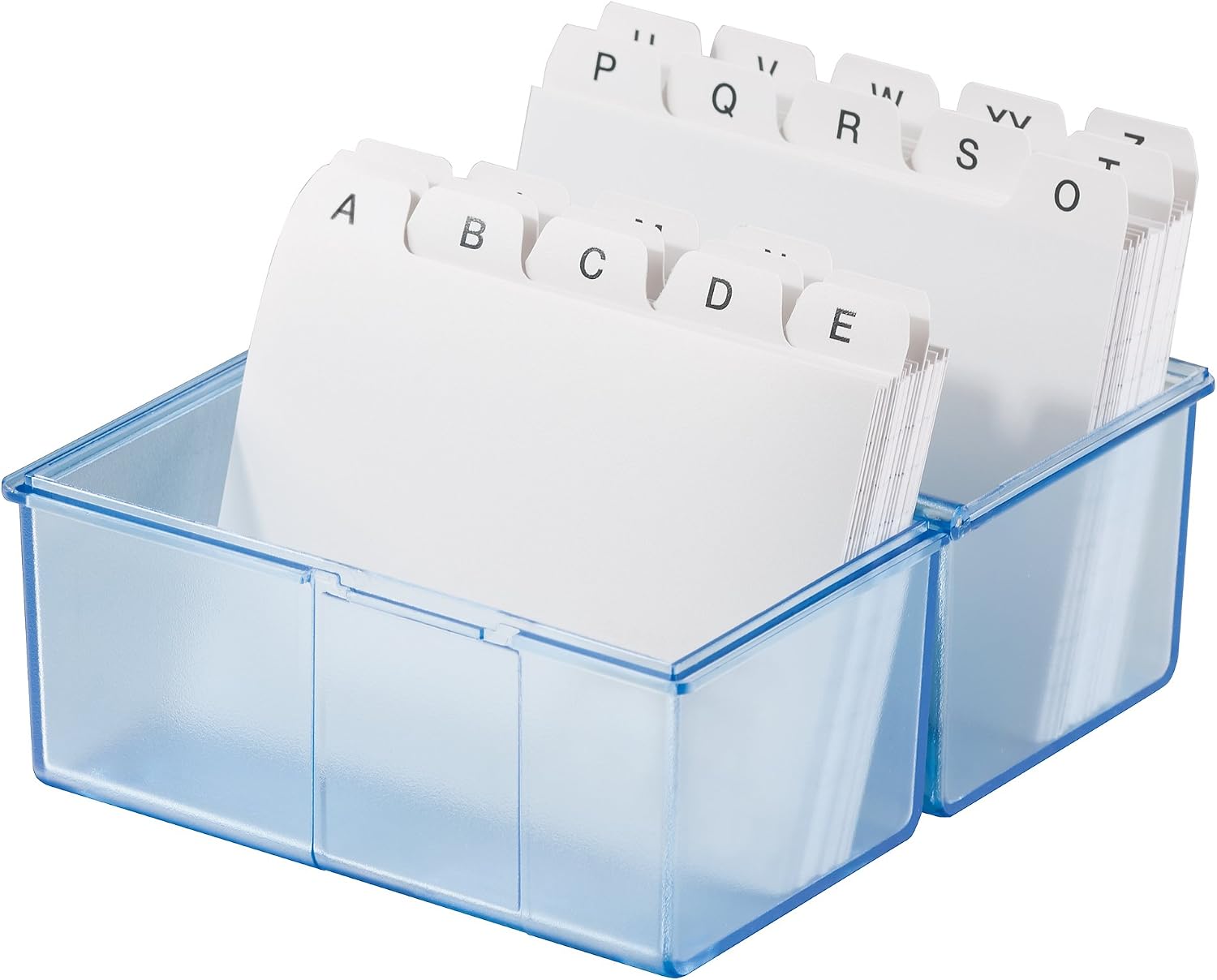 Office Products HAN 979-64 Card Index Box A8 Landscape Plastic with Index  and 100 Cards Translucent Blue avenueeventgroup.com