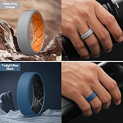 Egnaro Men's Silicone Rings, 7.5mm Wide 2.5mm Thick