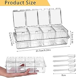 Faxco Clear Seasoning Box, 4 Pieces Seasoning Rack