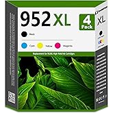 952XL Ink Cartridge Combo Pack High-Yield (4-Pack, BK/C/M/Y) Compatible 952XL Ink Replacement for HP 952xl Ink Cartridge use 