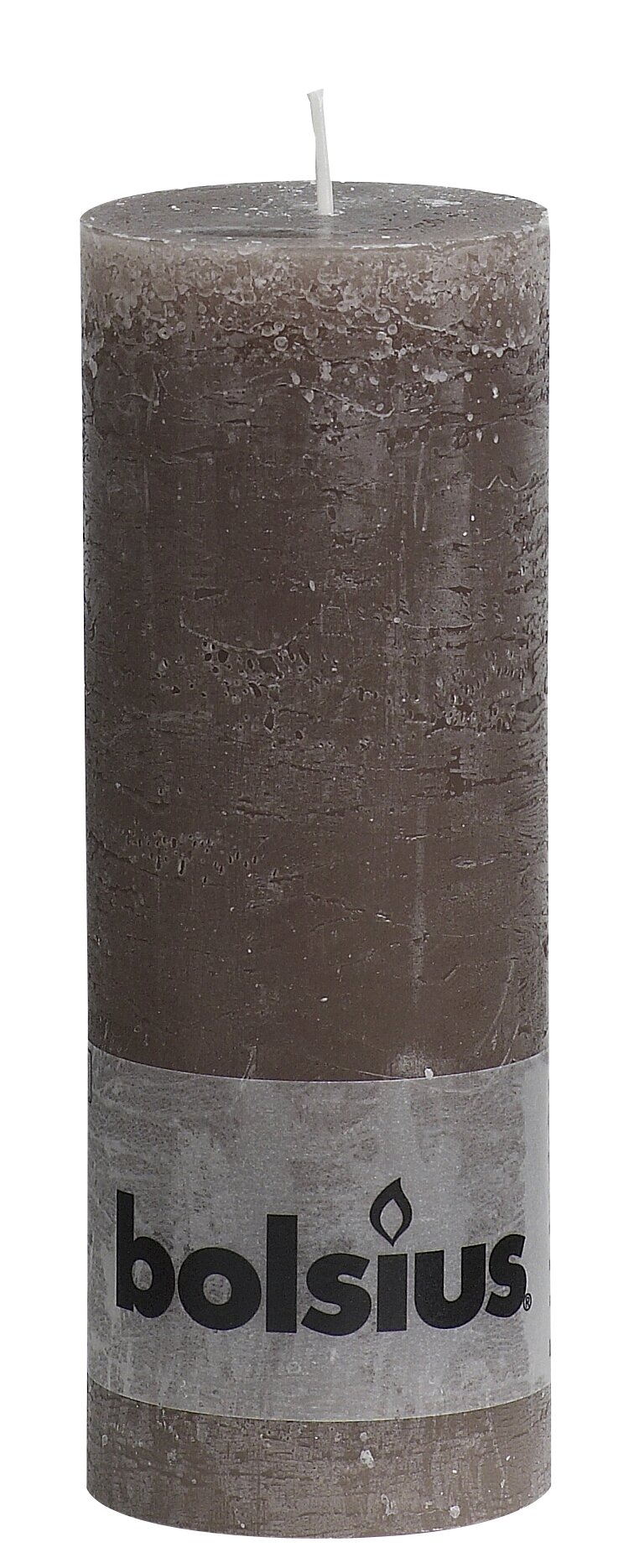 Bolsius Tall Textured Pillar Candle in "Taupe"