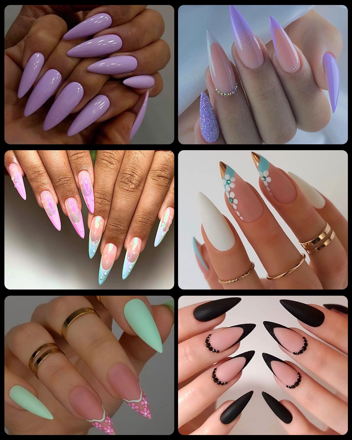 Soft Gel Nail Tips Medium Stiletto, 120PCS Pre Buff Full Cover Shaped Nail Extenison Tips Half Matte Gel Nail Tips BORNBYME - Image 3