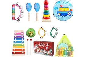 CHILDOM Kids Musical Instruments for Toddlers,Baby Musical Toys for Toddlers,Christmas Kids Gifts,First Birthday Gifts for Boys Girls,Kids Xylophone,Maracas for Baby,Wooden Instruments Toddler Toys with Bag