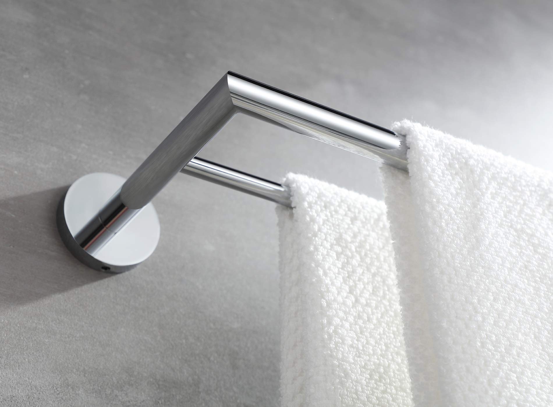 BUVELOT Double Towel Rail Brass 25.75Inch,Modern Hotel Style Towel Shelf,Bathroom Towel Holder Wall Mounted (Doubel Towel Bar, Chrome, 077080-CR Leo Series)