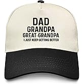 Great Grandpa Hats for Men Fist Bump Dad Cap Black Dad Grandpa Great-Grandpa Embroidered Hat