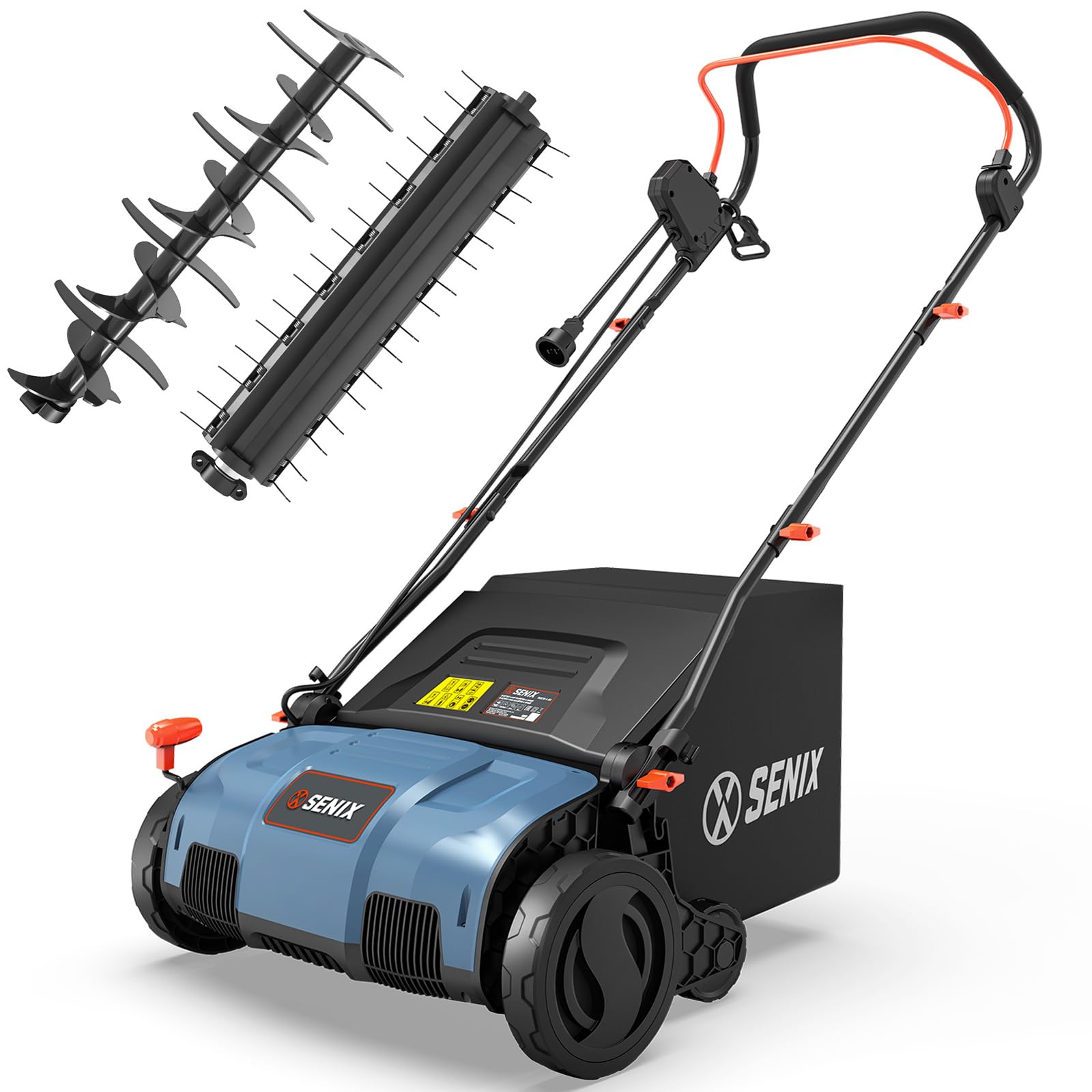 Photo 1 of **PARTS ONLY**SENIX 13 Amp 15-Inch 2-in-1 Electric Dethatcher and Scarifier with 13.2-Gal Collection Bag,4-Position Depth Adjustment,Walk Behind for Lawn Garden Care Removing Thatch,Quick-Fold(SCE13-M)
