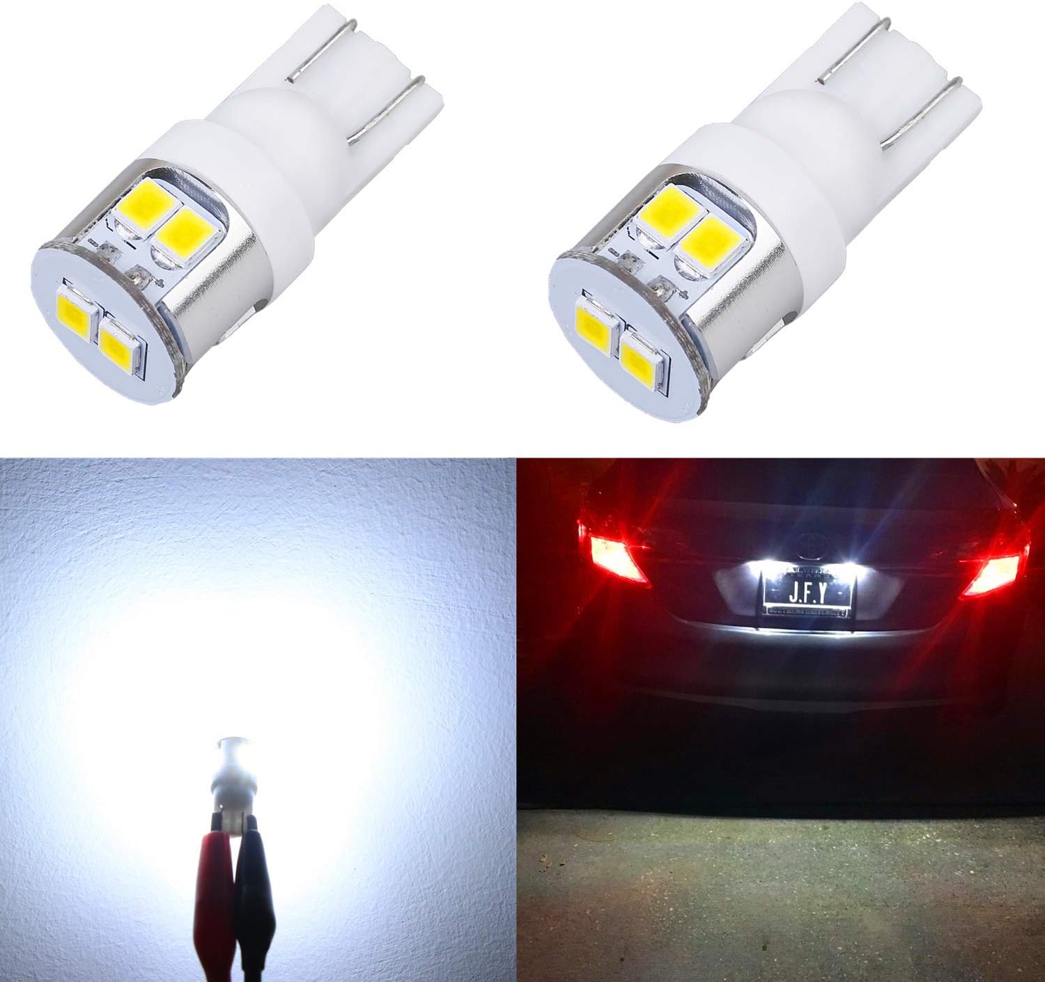 Alla Lighting 194 168 LED Bulbs Newest T10 Wedge Super Bright 2835 8-SMD LED 194 168 Bulbs 12V LED 194 Bulb 2825 W5W 175 168 License Plate, Interior Map Dome Trunk Lights, 6000K Xenon White (Set of 2)