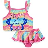 Disney Little Mermaid Minnie Mouse Girls UPF 50+ Bathing Suit Tankini and Bikini Bottom Swimsuit Set for Toddler and Big Kids