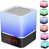 YONGYAO Night Lights Bluetooth Speaker, Alarm Clock Bluetooth Speaker, Dimmable Multi-Color Changing Bedside Lamp, Touch Sensor Wireless Speaker with Lights, USB/MicroSD/AUX Support
