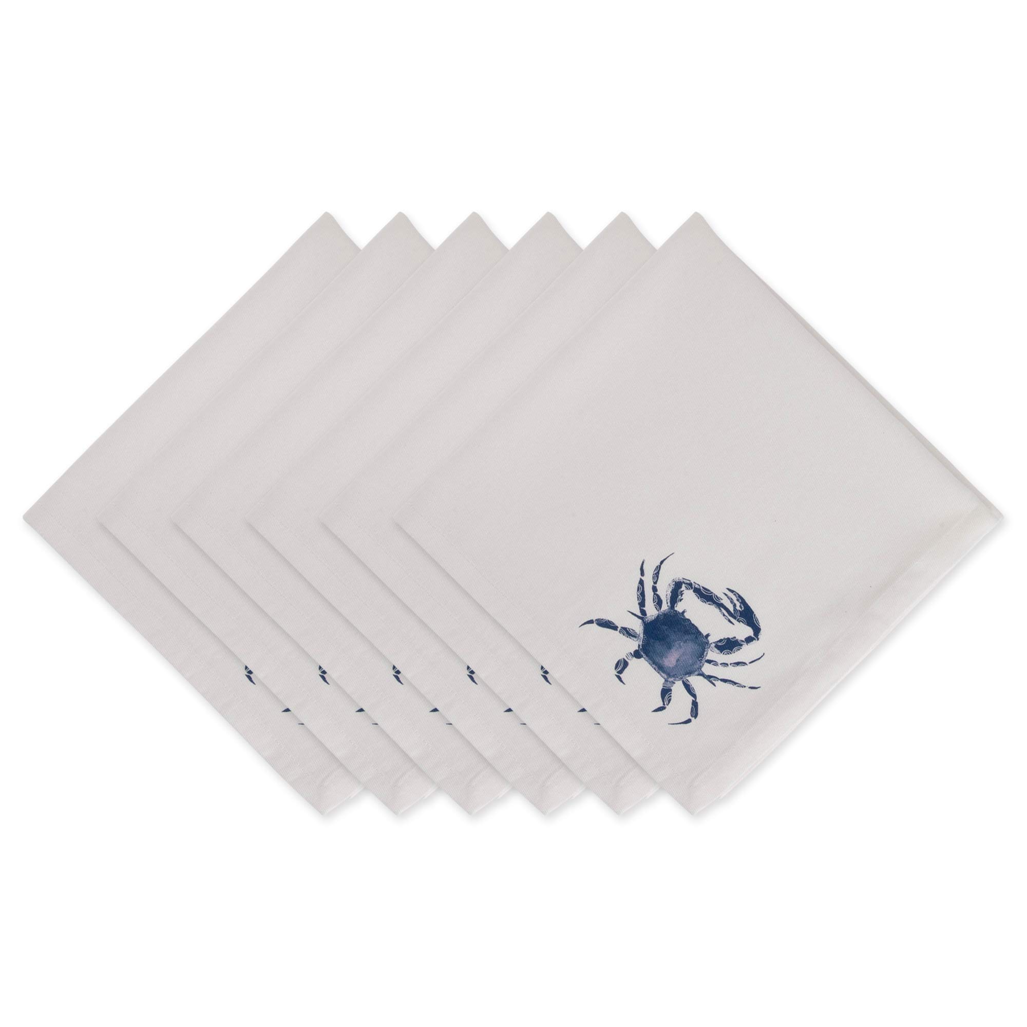 DII Tabletop, Cotton, Blue Crab, 20" x 20" (Set of 6)