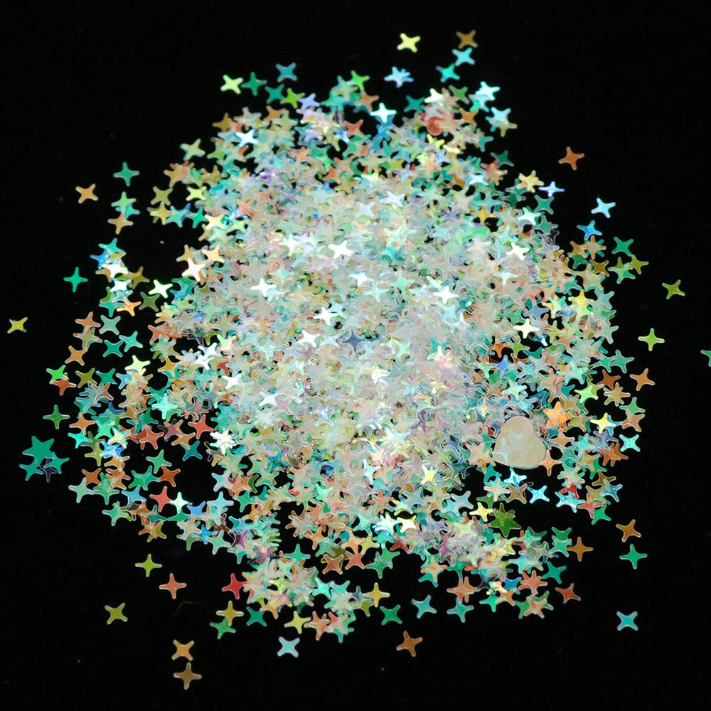 Tingbeauty 2Boxes 24Colors Holographic Nail Iridescent Sequins Colorful Flakes Nail Art Sticker Glitter DIY Decals Decoration for Face Body Eyes: Arts, Crafts & Sewing