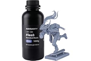 Aceaddity Flash 3D Printer Resin - High-Speed Standard Photopolymer Resin with Great Fluidity, Fast Printing for LCD/DLP 3D Printers, High Precision & Low Shrinkage, Grey 1KG