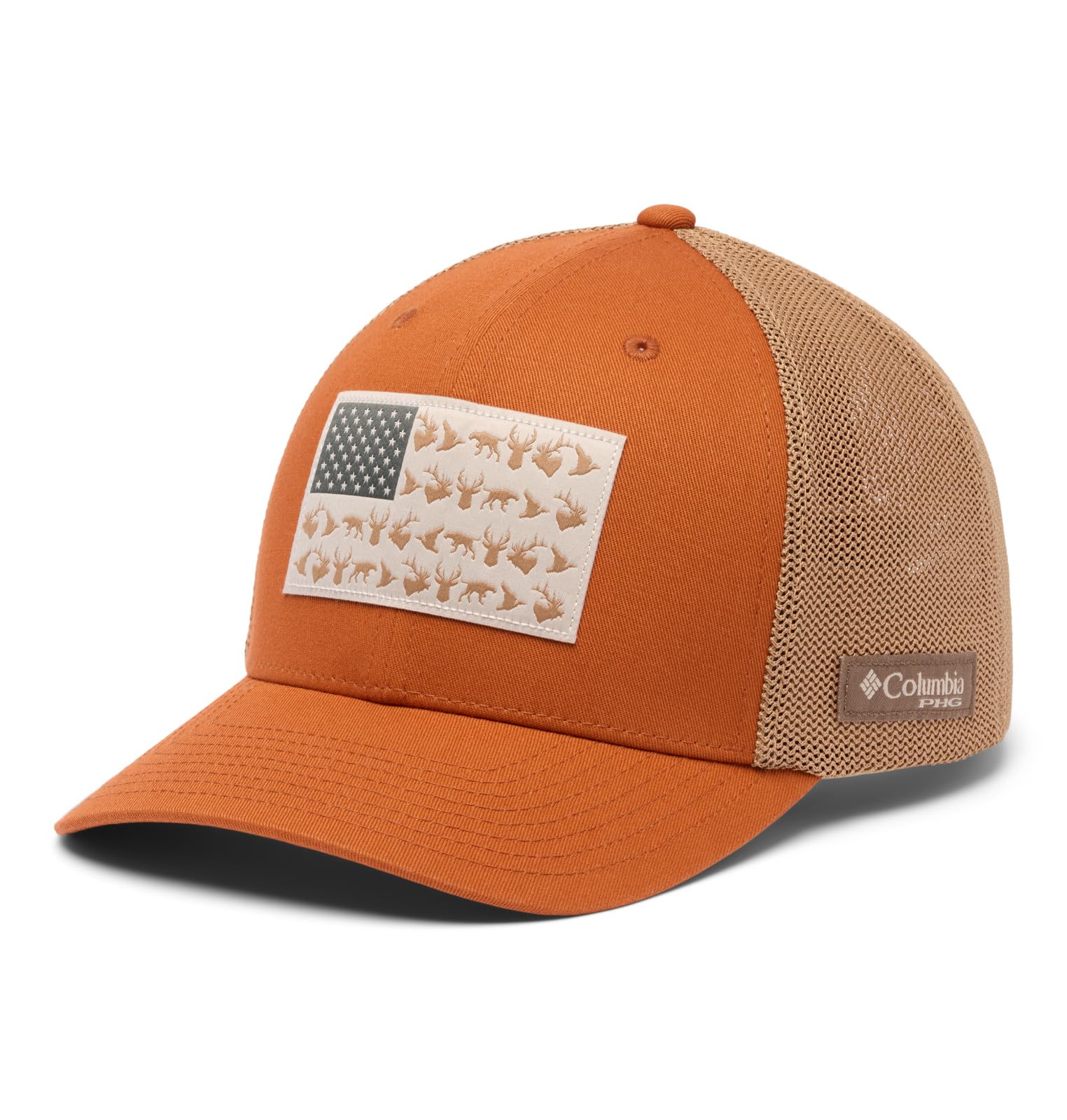 Columbia Unisex PHG Game Flag Mesh Ball Cap, Cedar/Hunting Flag, L/XL Image Columbia Unisex PHG Game Flag Mesh Ball Cap, Cedar/Hunting Flag, L/XL Image