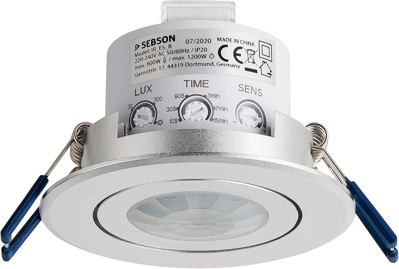 SEBSON PIR Sensor Ceiling 360° Flush Mount Infrared Motion Detector LED 3-8m