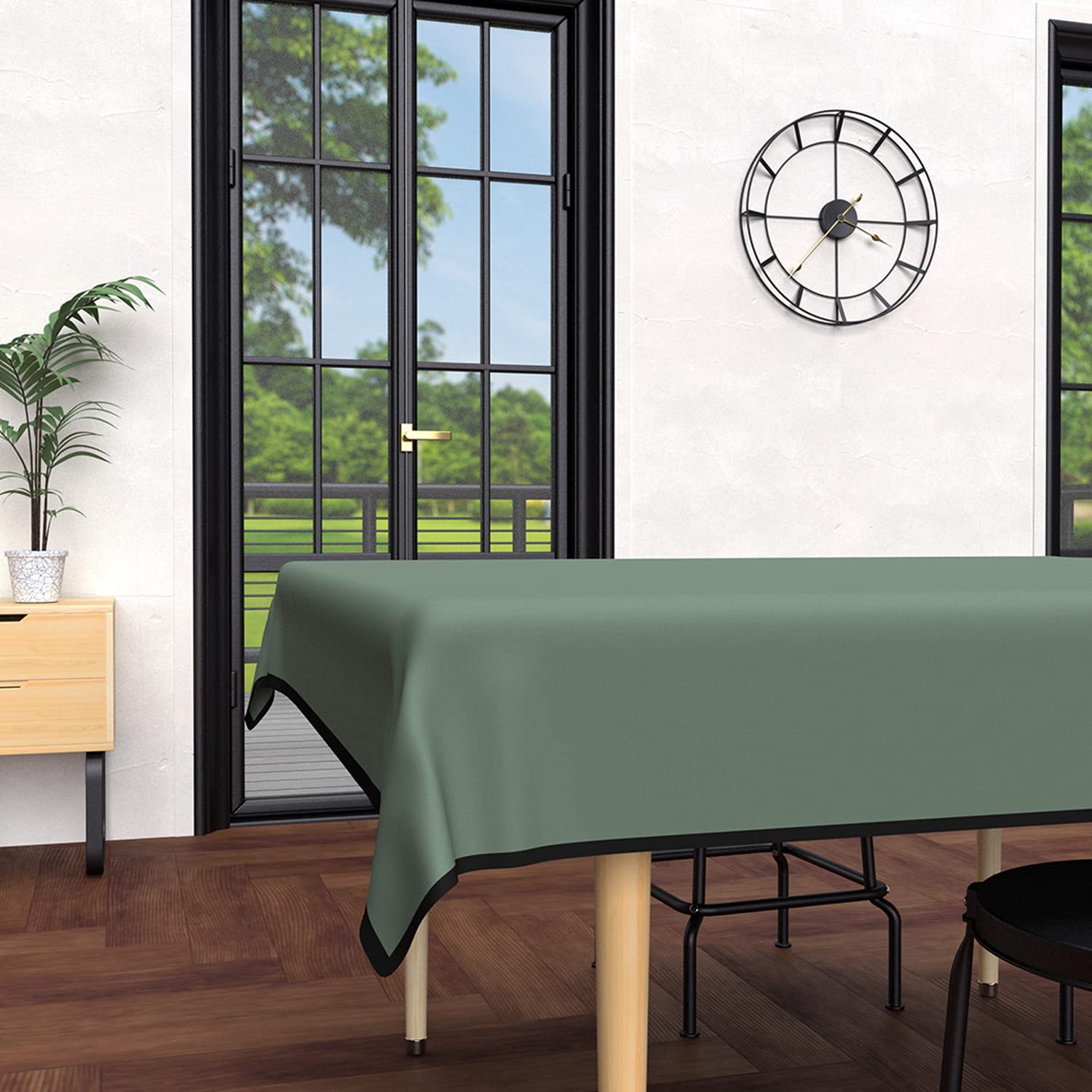 Soleil d'ocre, Rectangular Stain-Resistant Tablecloth Washed Microfibre 140 x 240 cm Khaki