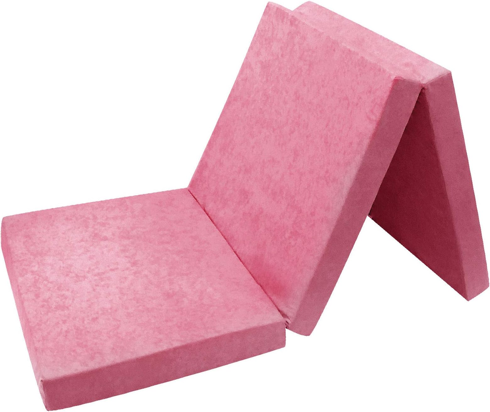 Fortisline Folding Mattress Futon Guest Bed Pouf 195 x 80 x 9 cm, Colour Pink, W389_22