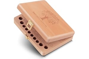 Yukidoke Wooden Baby Fairy Teeth Box Handmade Storage Baby tooth keepsake box with Photo Frame Stickers Suitable for Boys Girls First Tooth and Curl Memory Container loss teeth keepsake box