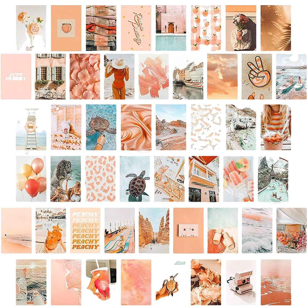 SWZY 50PCS Beige Aesthetic Posters, Wall Collage Kit, Retro Beige Picture Decoration, 10 x15 cm