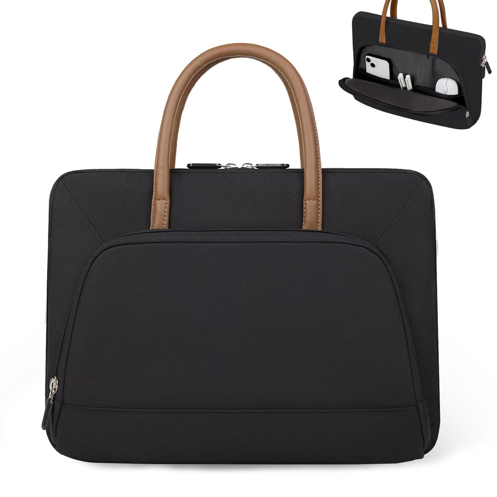 Clufar Laptoptasche 15,6 Zoll Wasserdichte Laptop Tasche 15+ Zoll Herren Business Notebooktasche Computer Tasche Laptophülle Bag Schwarz für Reisen Geschäft Black