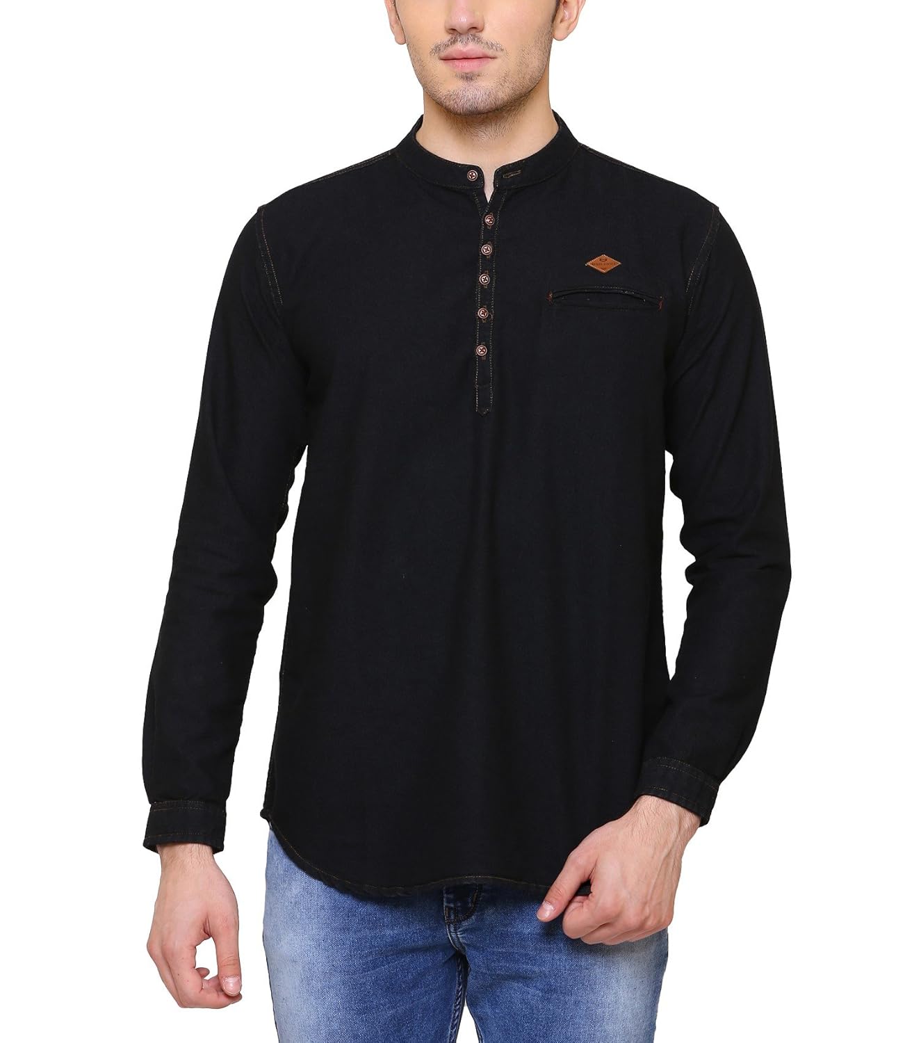 kuons avenue men's denim kurta