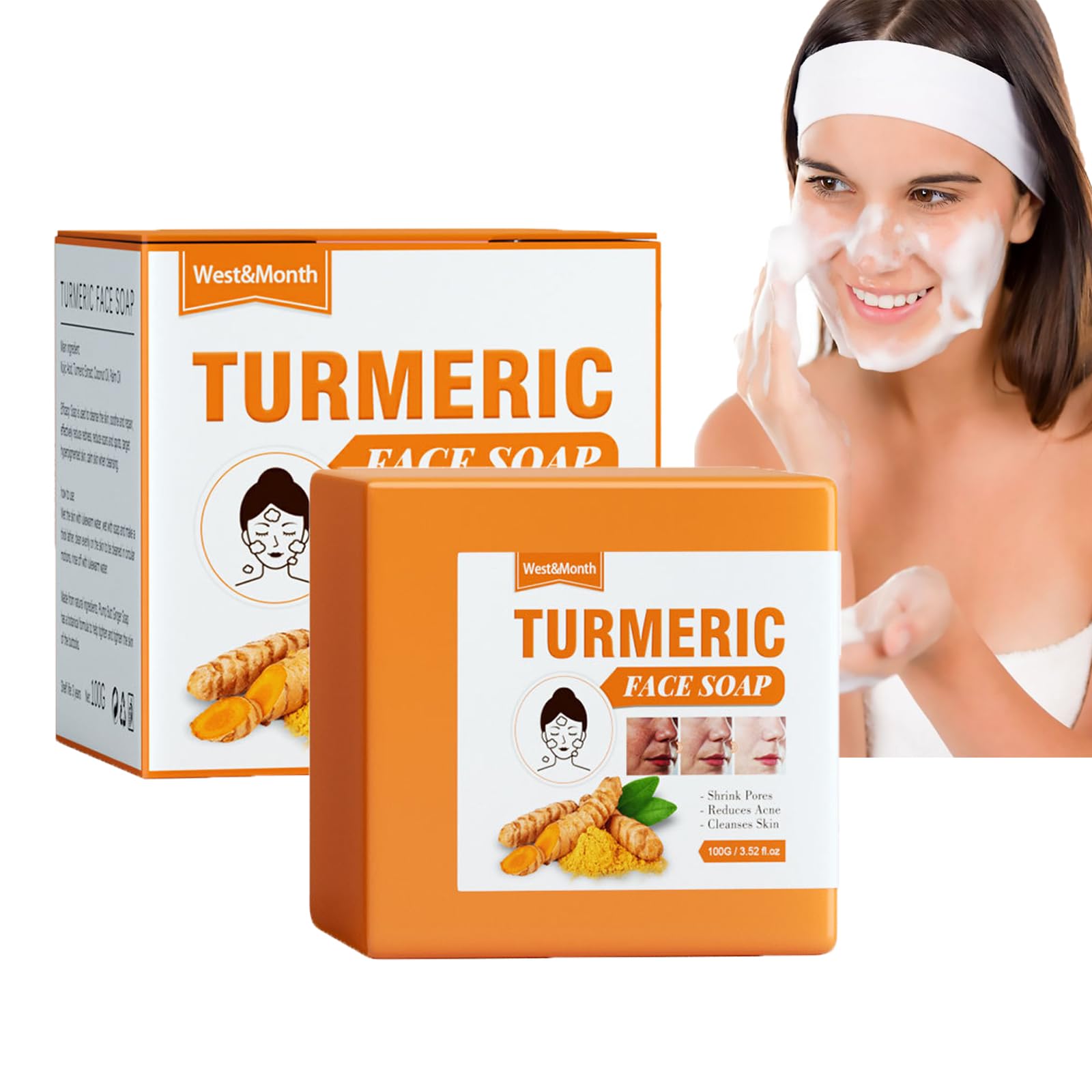 Turmeric Facial Soap, Firm Facial Cleansing, Handmade Organic Natural Soap, Turmeric Soap, Face Soap, For Deep Cleansing Of Face And Body To Cleanse The Skin, Suitable For All Skin Types