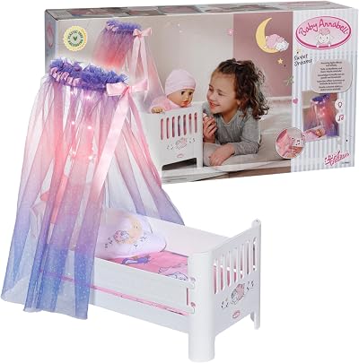 Baby Annabell Sweet Dreams Bed Doll Bed with Light Up Canopy 43cm