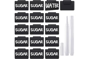 OUTUS 18 Pcs Plastic Basket Bin Label Clip on Removable Basket Label Clip with White Chalk Markers for Kitchen Pantry Storage Fabric Box Hanging Bin