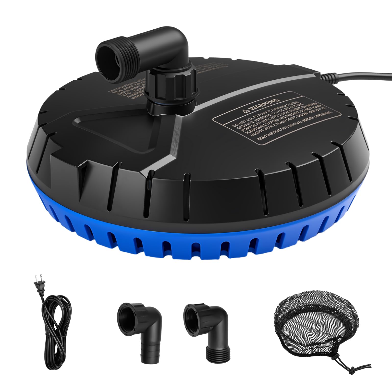 Photo 1 of LHUKSGF Automatic Pool Cover Pump, 1500 GPH Submersible Water Sump Pump for Pool Draining with 25 Ft Power Cord and 2 Adapters, Water Removal for Swimming Pool, Hot Tub, Pond, Blue