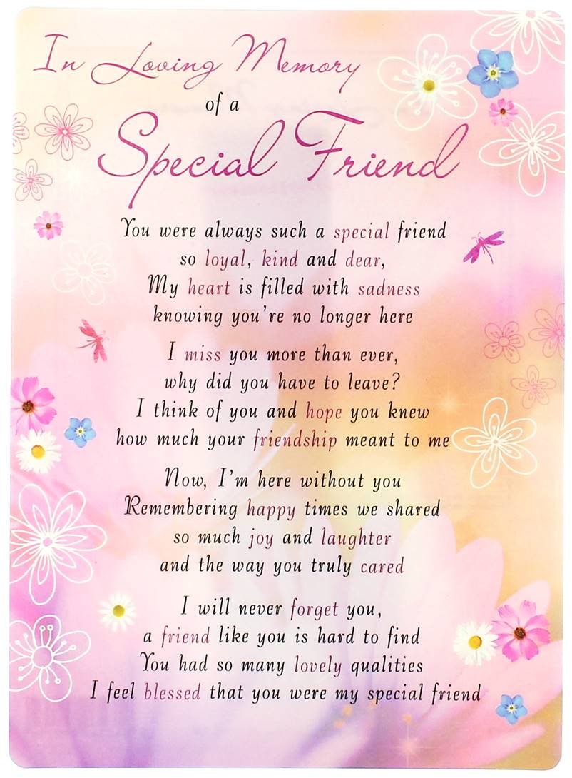 Special Thoughts Loving Memory Open Graveside Memorial Card - Special Friend 6.5" x 4.75"