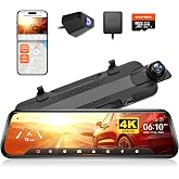 WOLFBOX G930 10'' 4K Rear View Mirror Camera with 64GB Card,5.8GHz WiFi | Dash Cam Front and Rear with WDR,Touch Screen Rearview Mirror Backup Camera,Night Vision,Parking Monitor,Reverse Assist,GPS