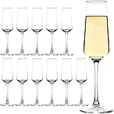 CZUMJJ Champagne Glasses Set of 12, Elegant Champagne Flutes, Modern Sparkling Wine Glasses for Home Bar, Wedding, Anniversary, 7.5 oz, Clear