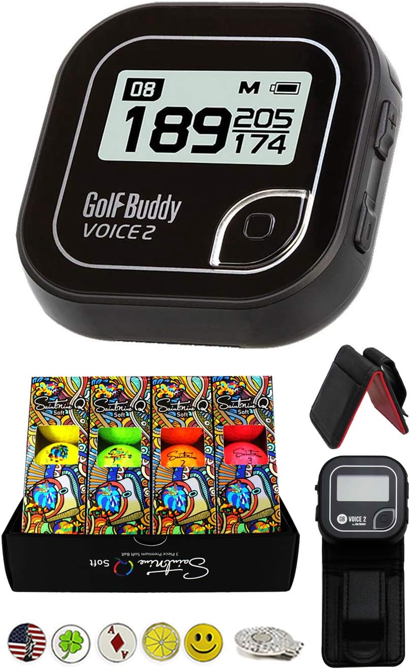 Golf Buddy Voice 2 Golf GPS/Rangefinder Bundle with 1 Dozen