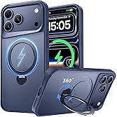 Xitufine Designed for iPhone 17 Pro Case, with 360° Magnetic Stand [Compatible with MagSafe] [Military Drop Protection] Shockproof Translucent Matte Case for 17 Pro 6.3 Inch, Deep Blue