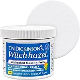 T.N. Dickinson's Medicated Cooling Pads | Witch Hazel &amp; Aloe | 100 Rounds | Hemorrhoid Treatment, Postpartum Care, Feminine &amp; Rectal Relief; Soothes &amp; Cools