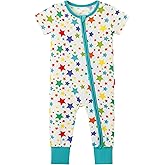EASWEET Footless One-Piece Pajamas Baby Boy Zipper Short Sleeve Baby Romper, Viscose Made from Bamboo