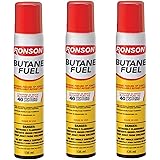 Ronson Lighter Butane Refill 135ML (Pack of 3) with Cleaning Cloths
