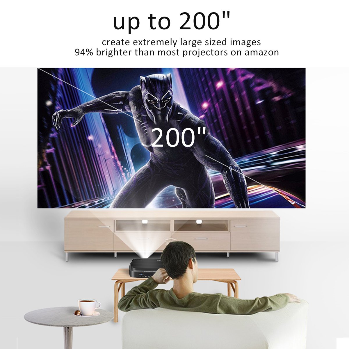 ExquizOn (2018 New Model for Sport Watching) Projector +94% Brighter X3.5 Clearer Utral HD projector 3500 Lumens 1280 x 800 Support 1080P with HDMI USB AV Interfaces for Home Cinema Game Movie (Q7)